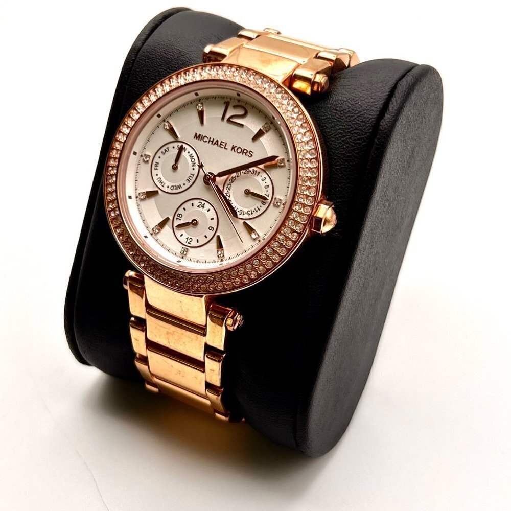 Michael Kors Rose Gold & Crystals Ladies Watch Extra Links &Working - Picture 4 of 11